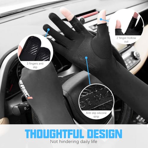 PALAY® 2 Pairs Hand Gloves for Sun Protection Non-Slip Touch Screen Arm Sleeves for Women Men UV Protection Hand Sleeves Full Arm Hand Gloves for Bike Riding, Driving, Cycling PALAY® 2 Pairs Hand Gloves for Sun Protection Non-Slip Touch Screen Arm Sleeves for Women Men UV Protection Hand Sleeves Full Arm Hand Gloves for Bike Riding, Driving, Cycling